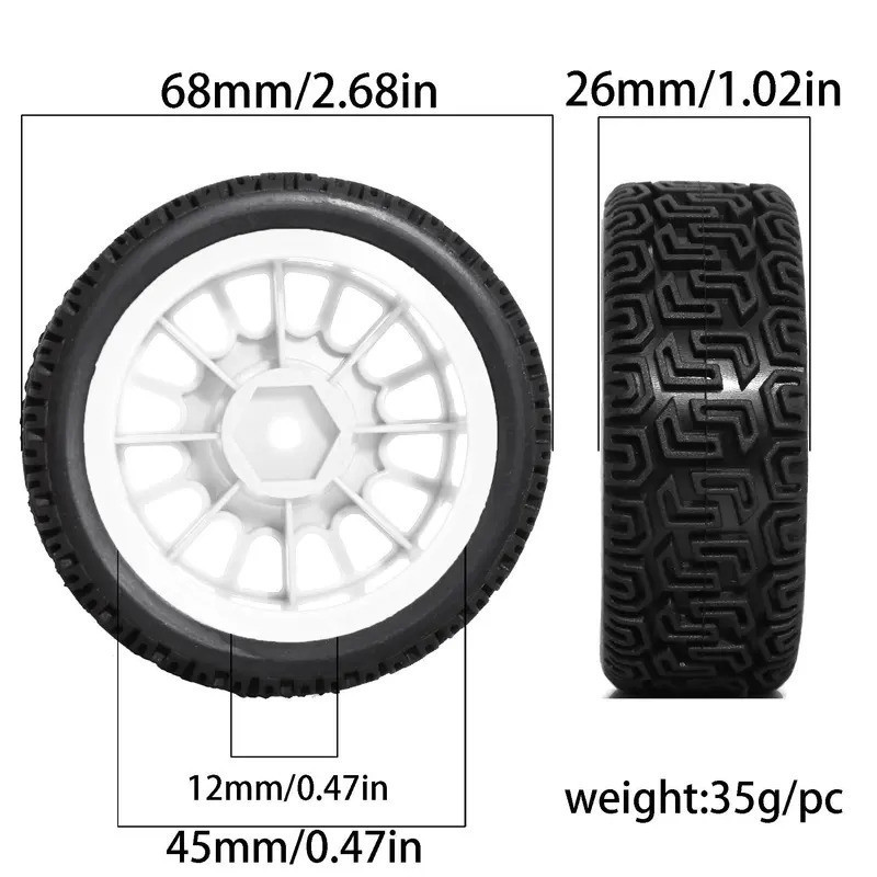4 68mm Rally Lốp Lốp Cao Su Lốp Bánh Xe Cho Tamiya XV01 XV02 TT01 TT02 PTG-2 1 / 10 RC Rally Racing Xe Nâng Cấp Phần