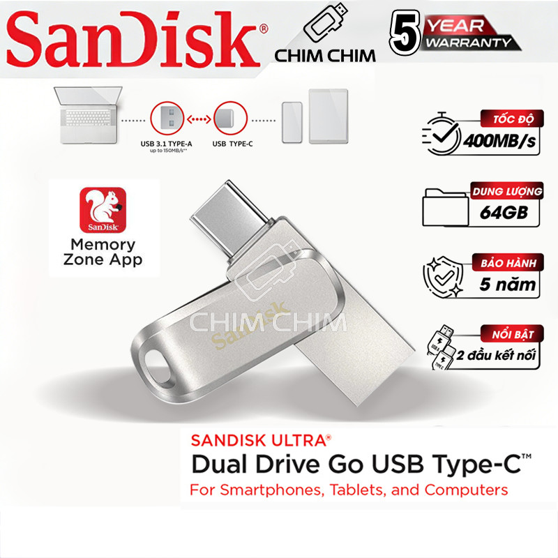 USB 3.2 Sandisk Ultra Dual Drive Luxe 32GB - 64GB - 128GB - 256GB ...