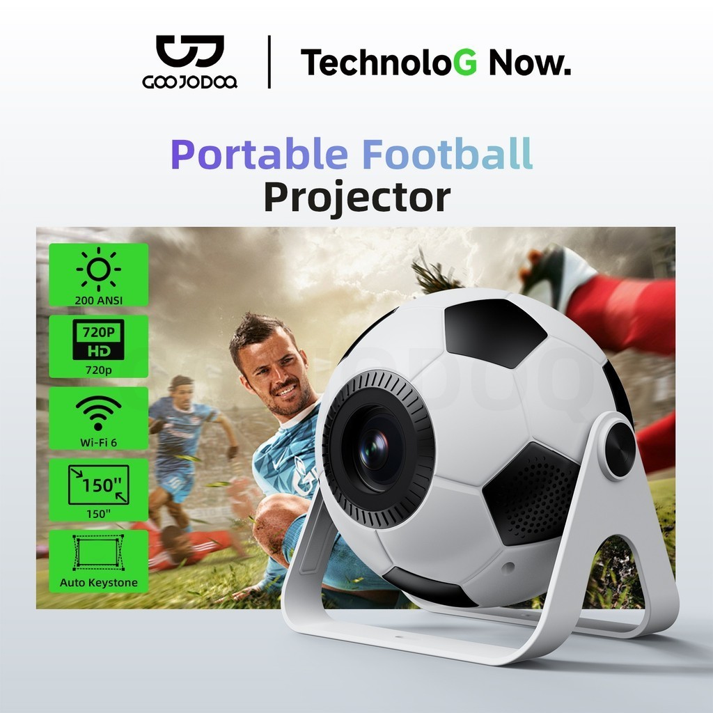 GOOJODOQ GOOOJodoQ Mini Sepak Bola Proyektor 720P Android 11.0 với sửa chữa Keystone tự động với nhiều thiết bị