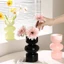 Bình Hoa Thủy Tinh Phong Cách Pháp Retro Bình Cắm Hoa Sang Trọng Decor Phòng Khách Tân Cổ Điển Ins Style [Màu Đen/Hồng]
