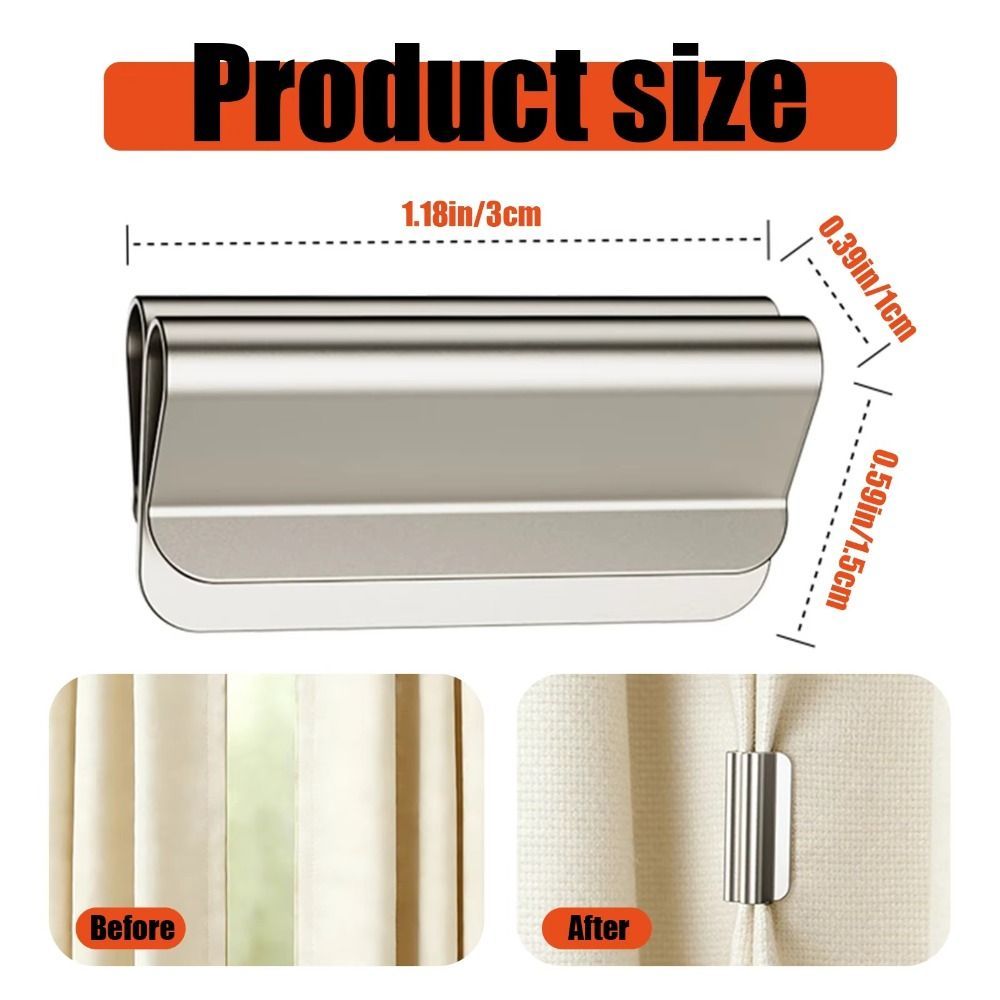 ITRUMPET 1 Cặp Khóa cố định rèm, Kẹp đóng rèm thu hút từ tính bằng kim loại, Rèm có thể tháo rời Chốt cố định Văn phòng tại nhà