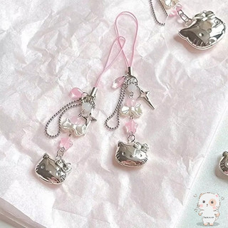 【Chamvn】dành cho bé gái. Móc khóa điện thoại hình mèo hoạt hình ngôi sao nơ mặt dây chuyền hình trái tim cho túi máy ảnh