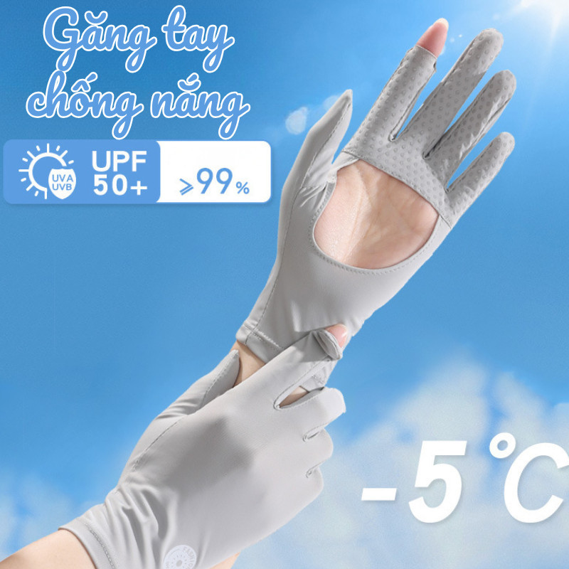 Găng Tay Lụa Chống Nắng Nữ UV50+ – Bao Tay Chống Tia UV, Hở Lòng Bàn Tay Thoáng Khí, Chống Trượt Khi Lái Xe DINO