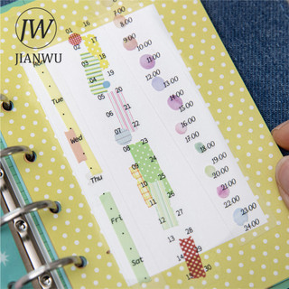 JIANWU Dòng Thời Gian Vintage Số Thời Gian Phong Cảnh Chất Liệu Cắt Dán Thêu Sò PET Miếng Dán Sáng Tạo DIY Tạp Chí Văn Phòng Phẩm