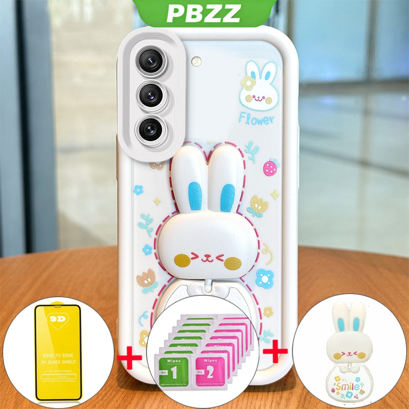 Ốp lưng cho samsung s24 s23 s25 ultra S25 s23 S24 plus s24 s23 FE s25 ultra 5g Vỏ điện thoại Vỏ mềm chống sốc thiết kế mới thỏ thẩm mỹ có giá đỡ và màng mềm JTMCETZJ01