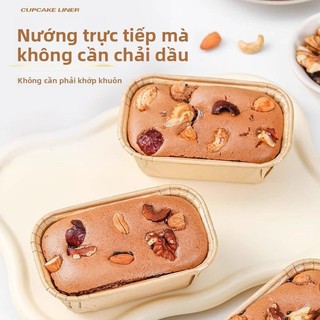 💦[Cửa hàng] Cốc và khay giấy chống dầu mỡ hình chữ nhật chịu nhiệt độ cao, cốc và khay giấy cho bánh cupcake, thích hợp để nướng, 50 miếng/bộ TQYO