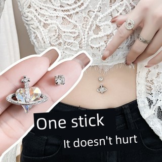 🔥 Đính đá 🔥 gợi cảm cá tính Khuyên rốn giả Khuyên cho nữ Không cần lỗ xỏ có hàng sẵn Phong cách Âu Mỹ quyến rũ Phụ kiện trang trí rốn Miếng dán che sẹo ✽Khuyên rốn, không cần thiết, hiệu ứng flash, đinh tán rốn giả kẹp, phong cách gà đậm cá tính, nhãn d