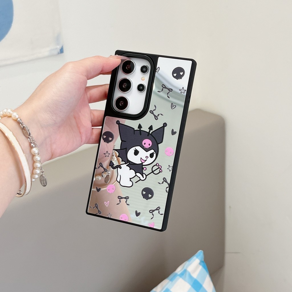Gương không logo từ tính Dễ thương Kuromi Melody KAWAII Phim hoạt hình Nhật Bản Anime Vỏ cứng Tương thích cho Samsung S26 Ultra Plus S25 / S24 / S23