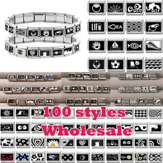 Original Black Series Flower Cat Sun Ghost Italian Links Charm Fit 9mm Stainless Steel Gift Modular Bracelet Jewelry Making