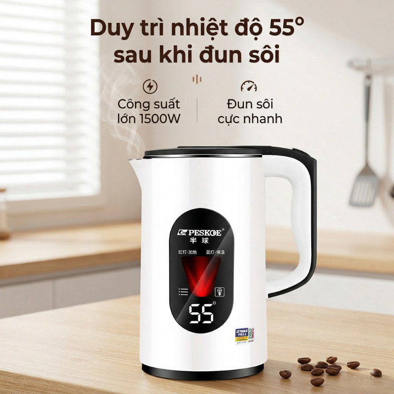 ấm đun siêu tốc Bình đun nước điện, nhiệt độ 55 độ Bình đun nước siêu tốc  sức khoẻ Nhiệt độ luôn là 55 độ