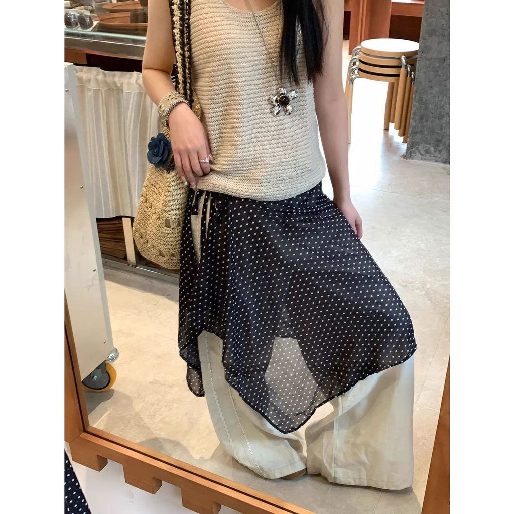 Milyfashion Quần Jean Overskirt Retro Chấm Bi Không Đều, Phù Hợp Mùa Xuân Hè và Kết Hợp Với Voan Váy