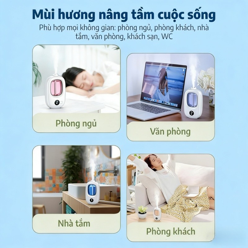 Máy xông tinh dầu 6 chế độ: Tạo ẩm, khuếch tán thơm phòng ngủ. Dùng tiện lợi, phù hợp mọi không gian!
