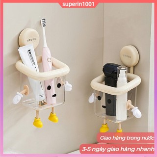 [Giao hàng tại địa phương] Giỏ đựng cốc hút phòng tắm tại nhà Giá đựng đồ trong suốt gắn tường cho người nhỏ dễ thương
