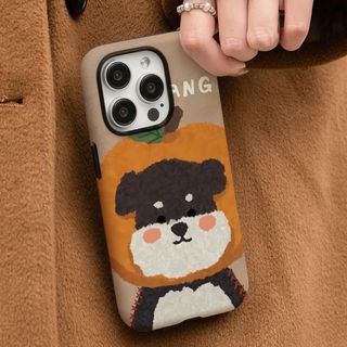 Ốp điện thoại hình chú chó con màu cam 2 trong 1 Apple 17 / 16 iPhone 15 Pro Max Phim mới 14 / 13 Sáng tạo 12 / 11 Pro Max 7 / 8 Plus Vỏ điện thoại bóng hai lớp