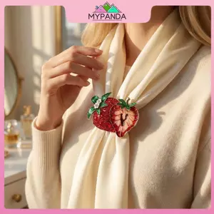 MYPANDA Cây Dâu Thổ Cẩm Pin Cho Nữ Sáng Trái Cây Thời Trang Phụ Kiện Cho Tiệc Văn Phòng Trang Phục.
