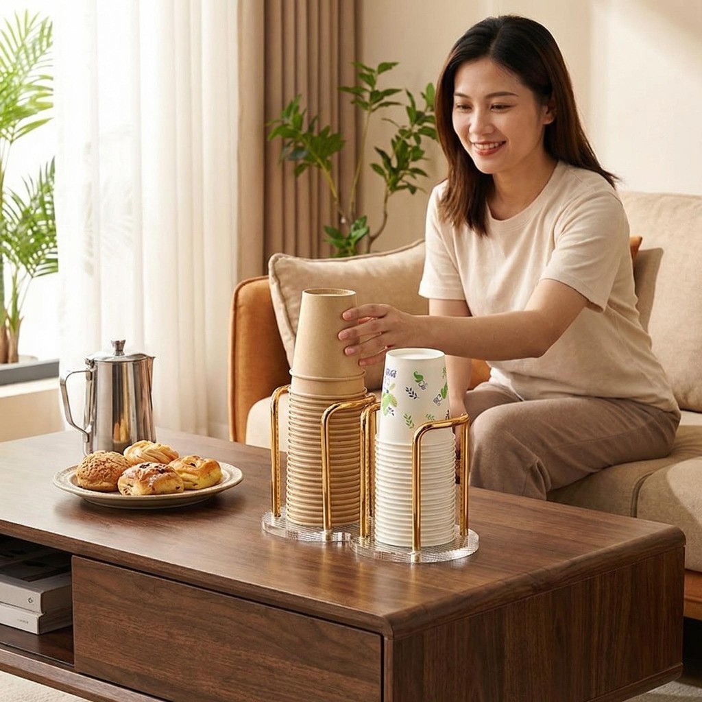 1PC Giá đỡ cốc Acrylic vàng thanh lịch Giá để bàn Cốc giấy để bàn