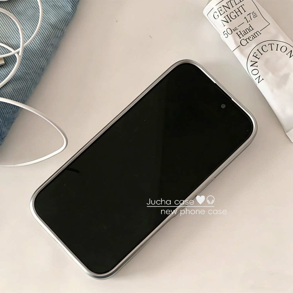 Ốp điện thoại Tpu mềm bện dài cho bé gái Hàn Quốc cho IPhone 17 13 15 14 13 12 11 Promax PRO MAX Dễ thương, Chỉ dành cho bé gái, Bạc có bảo vệ Camera