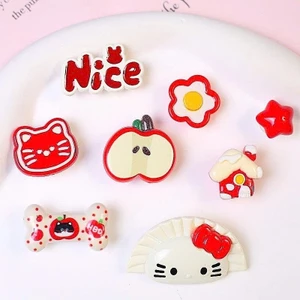 Set Charm Mèo Kitty Đỏ Táo Cute Kawaii Mini – Charm Nice Ngôi Sao Hoa Nấm Trang Trí Dép