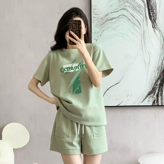 Bộ Trang Phục Thể Thao Thường Ngày, Trang Phục Nữ Mùa Hè, Rộng Rãi Giảm Tuổi Quần Short áo Ngắn Tay Dáng Dài Cỡ Lớn