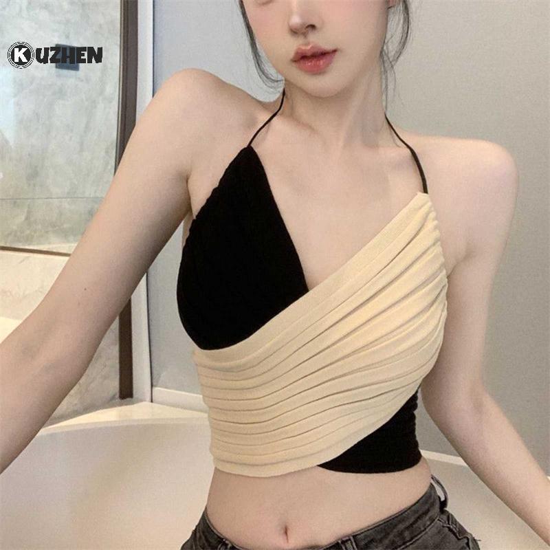 KUZHEN Camisole Nữ Mùa Hè, Dây Treo Màu Nổi Bật, Gợi Cảm và Ngọt Ngào