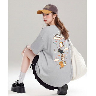 HIIXIIVI Mùa Hè Phong Cách Hàn Quốc Nữ Rời Thường Ngày 100% Cotton Áo Thun Nữ Tay Ngắn Unisex Rời Plus Kích Thước Tee Đồ Họa In Hình Áo