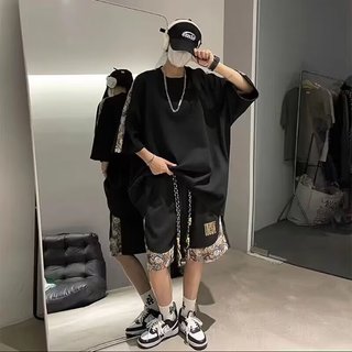 Bộ áo thun và quần short cỡ lớn sành điệu, in hình hoạt hình, thời trang mùa hè