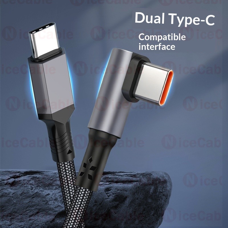 Thiết kế khuỷu tay âm thanh nổi Cáp USB / Type C sang Type C 20CM / 50CM Dây dữ liệu dệt cường độ cao 100W Cáp sạc siêu nhanh cho điện thoại / máy tính bảng / ngân hàng điện