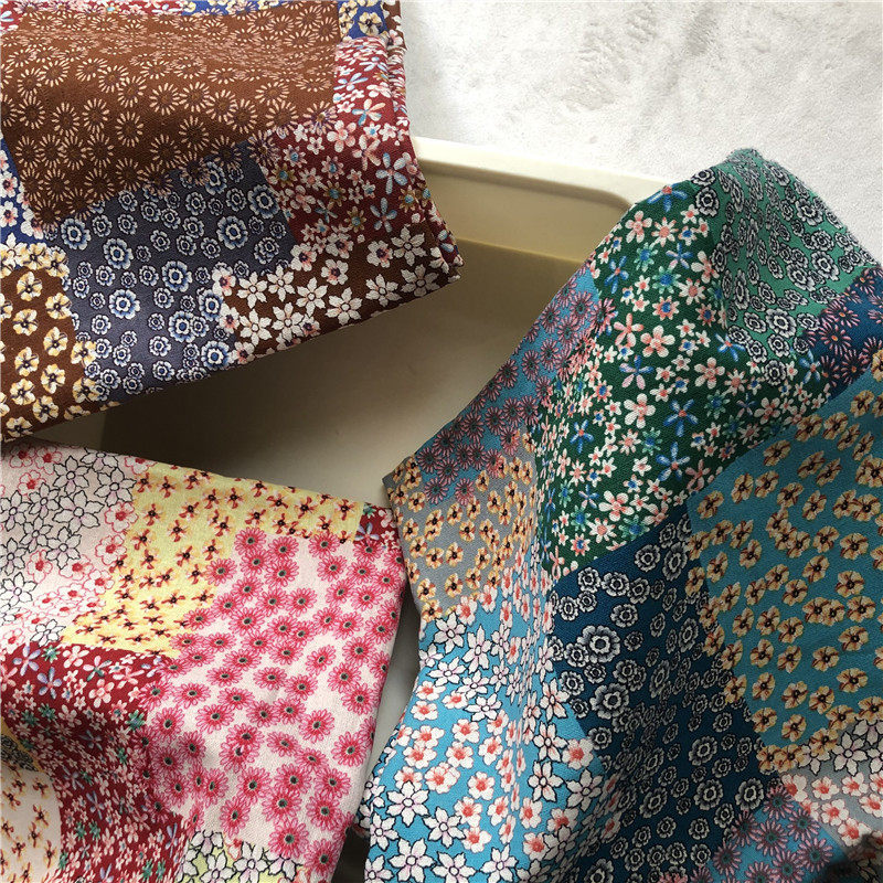 Vải Lanh Cotton Chắp Vá In Vải Hồng Xanh Nâu Nhỏ Hoa Vải Cho DIY May Đầm Quần Áo Khăn Trải Bàn Rèm 50X150cm