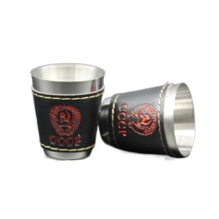 Bộ 4 cốc inox bọc da dung tích 70ml kèm bao da tiện lợi Cốc rượu inox،Nhẹ, bền, không vỡ، Cách nhiệt tốt
