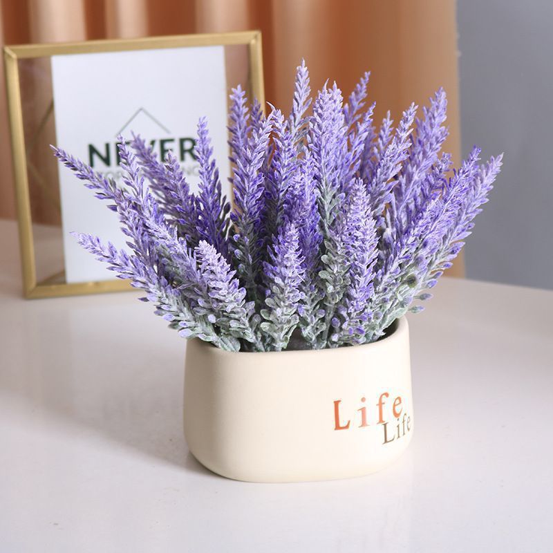 [Sẵn Sàng] Chậu Hoa Giả Trang Trí Để Bàn Mini Decor Phòng Khách Tủ Lạnh Phong Cách Hàn Quốc Chậu Hoa Thành Phẩm Kèm Bình Nhựa "Life" Cao Cấp