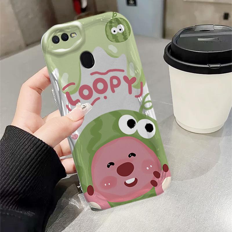 Ốp Silicon Hoạt Hình Cho OPPO A5S A7 A12 F9 F9 Pro Phụ Kiện 3D Vỏ Điện Thoại Mềm Loopy Chống Sốc Ốp Lưng