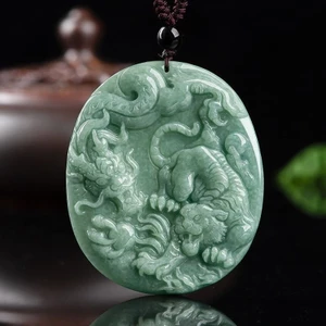Mặt Dây Chuyền Jadeite WoHu Tây Tạng Hình Rồng và Hổ, Phù Hợp Cho Nam Nữ theo Cung Hoàng Đạo