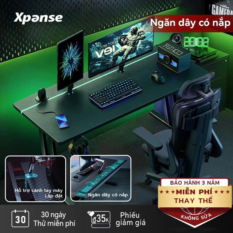 Xpanse F3 bàn gaming nắp lật giấu dây,mặt bàn carbon chống trầy xước, chữ ZK|bàn làm việc | làm việc văn phòng