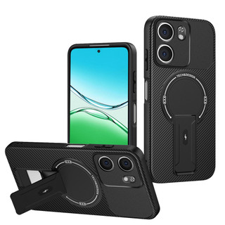 Dành Cho OPPO A5X Ốp điện thoại Sợi Carbon Kết Cấu Mặt Sau Cứng Từ Tính Có Chân Đế Mềm TPU Cạnh Chống Sốc Mỏng Vỏ