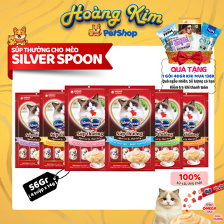 Súp Thưởng Cho Mèo Silver Spoon 56g (4 Thanh) 100% Thịt Cá Thật, Mềm Mịn Dễ Ăn