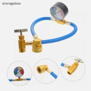 [Hộp lưu trữ] Ống sạc khí lạnh 15,7 "R134A A / C ô tô có đồng hồ đo áp suất Máy điều hòa ô tô Ống nạp cao su lạnh Đẹp