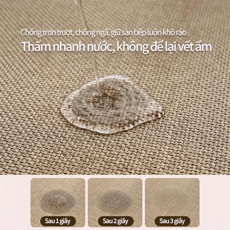 Thảm Lau Chân Nhà Bếp Cao Cấp - Họa Tiết Độc Đáo, Vải Lanh Thấm Hút Tốt, Dễ Vệ Sinh, Bảo Vệ Sàn Và Chống Trượt Hiệu Quả
