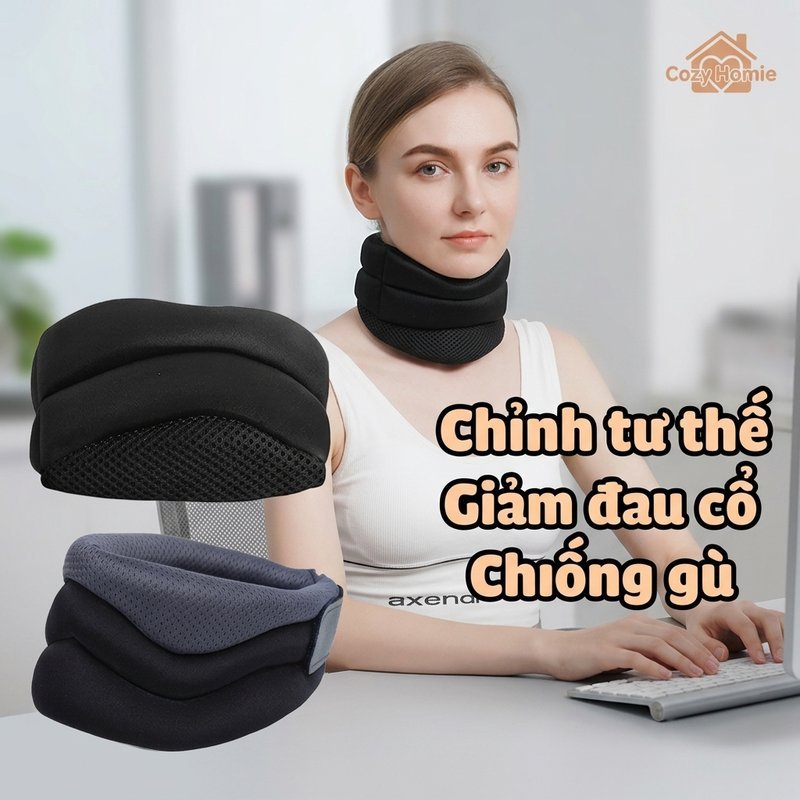 nẹp cổ hỗ trợ ổn định cột sống giảm đau cổ chỉnh tư thế cúi đầu mút xốp mềm thoáng khí thoải mái