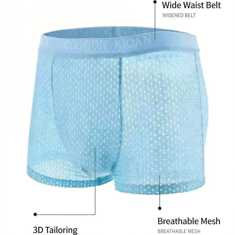 Quần lót boxer nam mùa hè, lưới thoáng khí nhanh khô phong cách mỏng, đồ lót lụa băng cảm giác mát mẻ dành cho nam