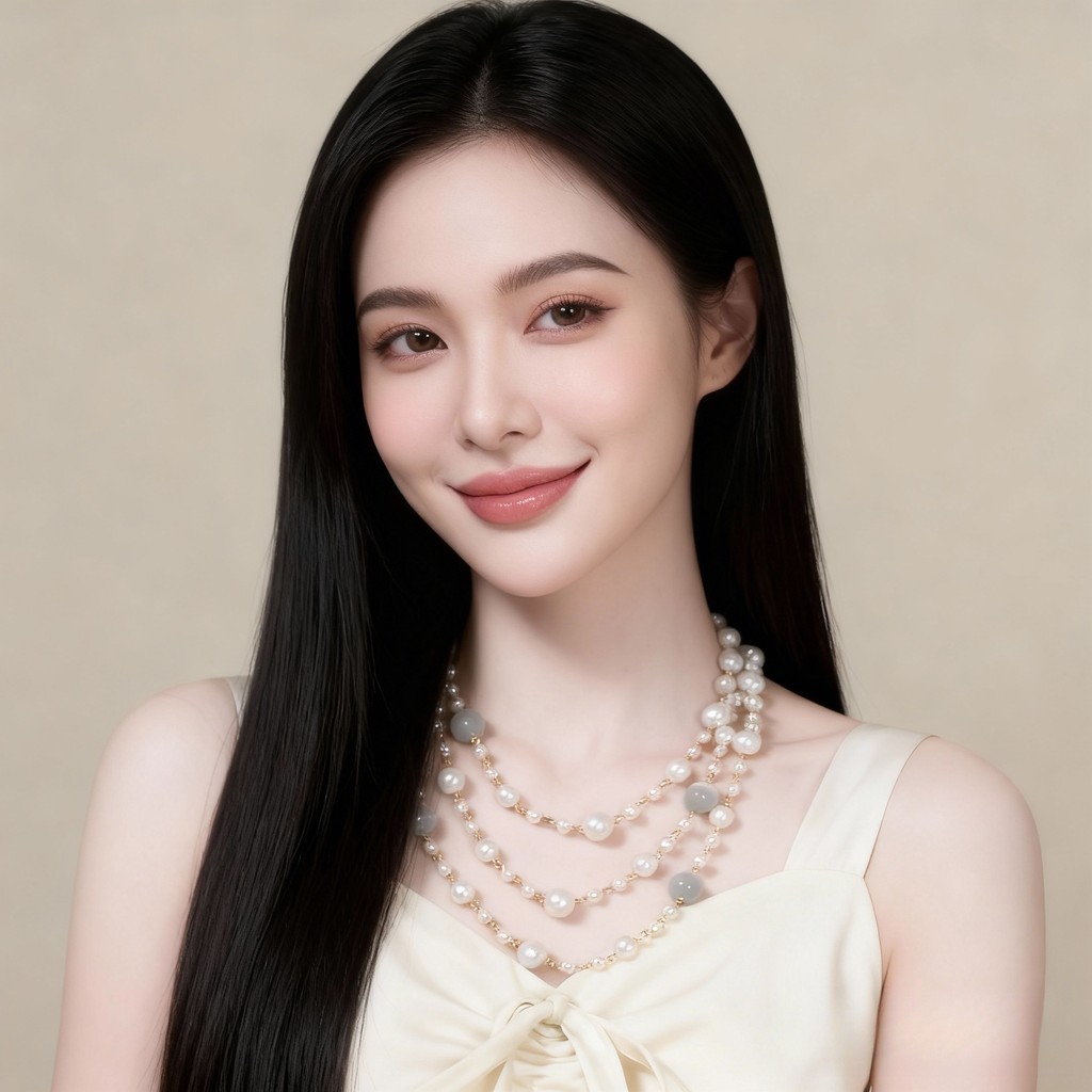Vòng cổ ngọc trai thủy tinh & mắt mèo giả nhiều lớp sang trọng dành cho nữ: Chất liệu phối màu mềm, Trang sức thời trang nhẹ nhàng để giải trí và các dịp hàng ngày