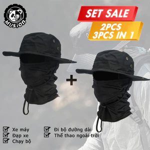 Mũ boonie thoáng khí và chống nắng - Bộ sale kèm mặt nạ, phù hợp cho câu cá và đi bộ đường dài