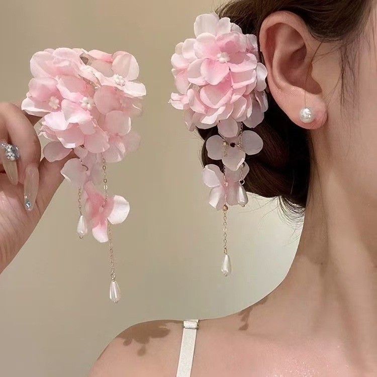 Phong Cách Mới Tinh Tế Hydrangea Tua Rua Kẹp Tóc Ngày Lễ Bầu Không Khí Đầu Ảnh Hoa Phụ Kiện Tóc
