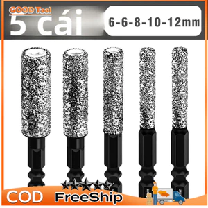 Bộ 5 Mũi Khoan Kim Cương Chuôi Lục Giác 6-12 Mm Cho Gạch Men Khô Đá Cẩm Thạch Đá Hoa Cương Vitrified Ngói Lỗ Dụng Cụ Mở