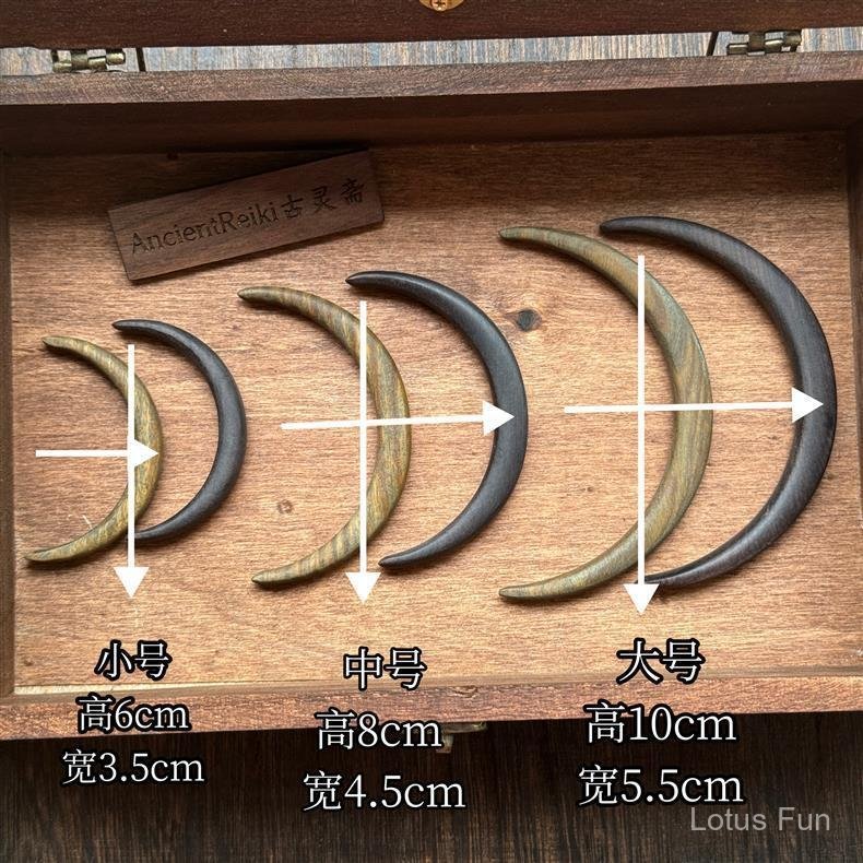 Kẹp Tóc Hình Bướm Mặt Trăng 10cm - Gỗ Đàn Hương Xanh & Bạc Sterling - Thiết Kế Cổ Điển Đơn Giản