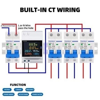 LAMJAD D52-2066 Vôn kế đa năng 6 trong 1 110V 220V 380V 100A nhà thông minh đồng hồ điện màn hình hiển thị kỹ thuật số