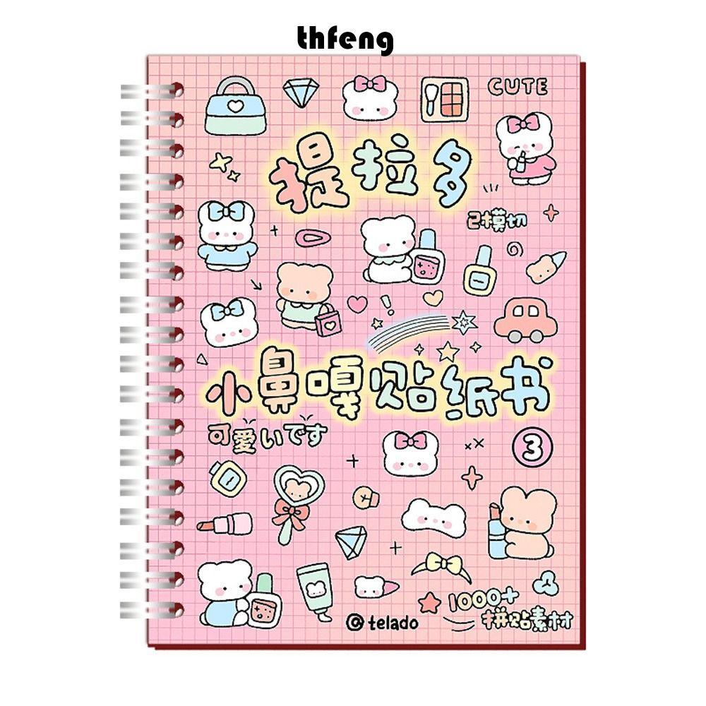 THFENG 16 Tờ Washi Giấy Tạp Chí, Phim Hoạt Hình 1000 + Sách Nhãn Dán Chất Liệu DIY, Kawaii Kpop Trang Trí PET Thêu Sò Dán