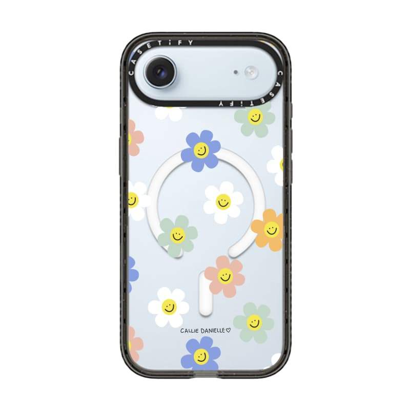 CASECASE X Callie Danielle Happy Daisies Black Edge Clear Hard Từ Hút Tác Động Cho Apple IPhone 12 13 14 15 16 17 Pro Max Air Plus Có Hộp