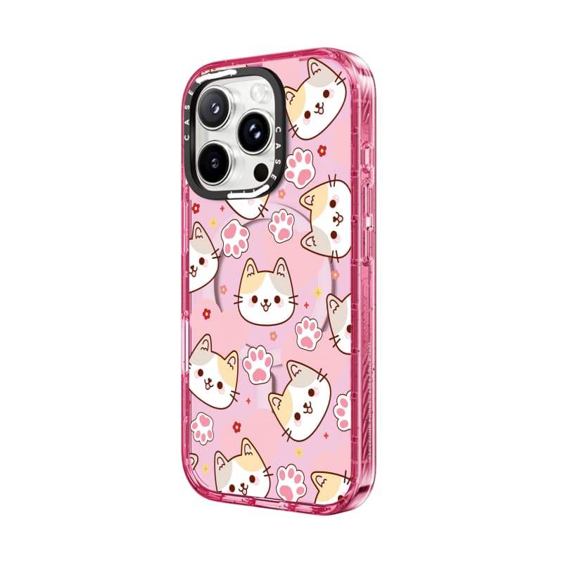 CASECASE X Mèo Dễ Thương Paw Hồng Fizz Màu Trong Suốt Cứng Từ Hút Tác Động Cho Apple IPhone 12 13 14 15 16 17 Pro Max Air Plus Có Hộp