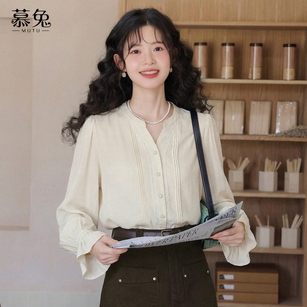 Mutu Áo Sơ Mi Phong Cách Chanel Cổ Chữ V Dài Tay Cho Nữ Xuân 2026