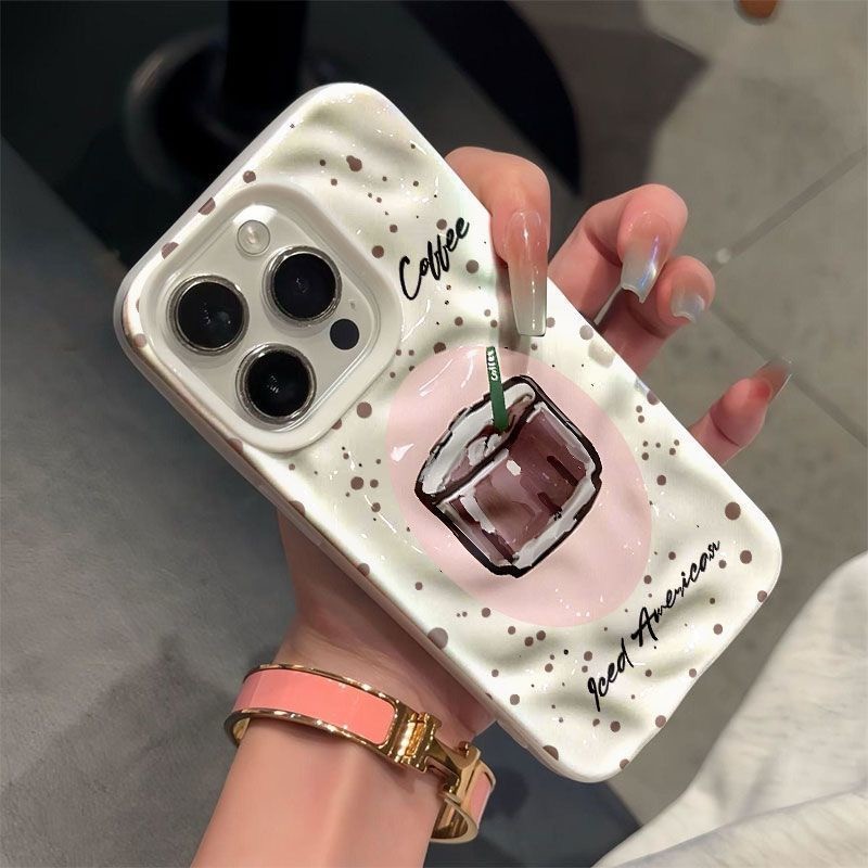Graffiti cà phê cho iPhone17 thiên thạch vân iPhone15pro trường hợp điện thoại 16promax mới 13pro soft case